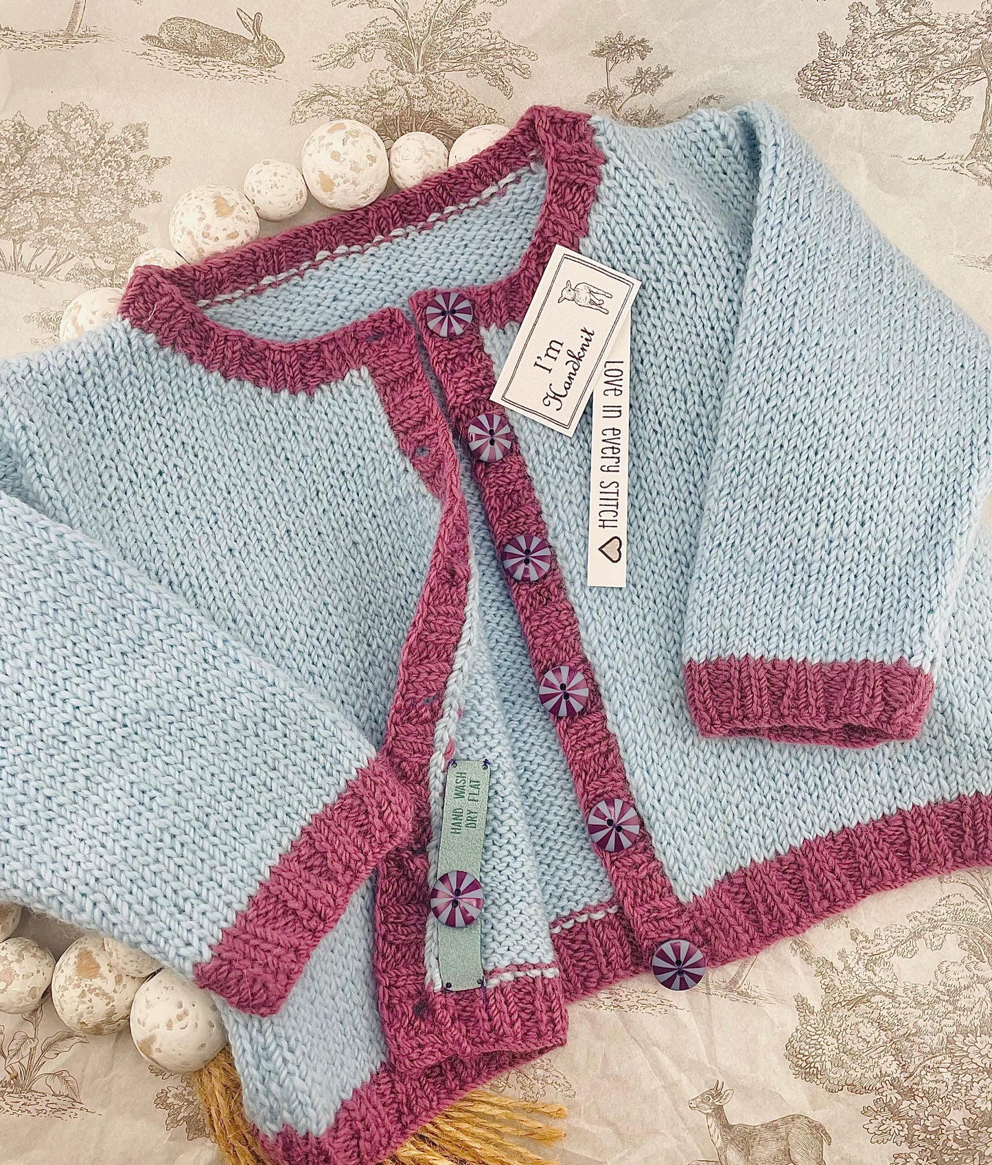 Hand Knit Baby Cardigan With Hand Spun Yarn