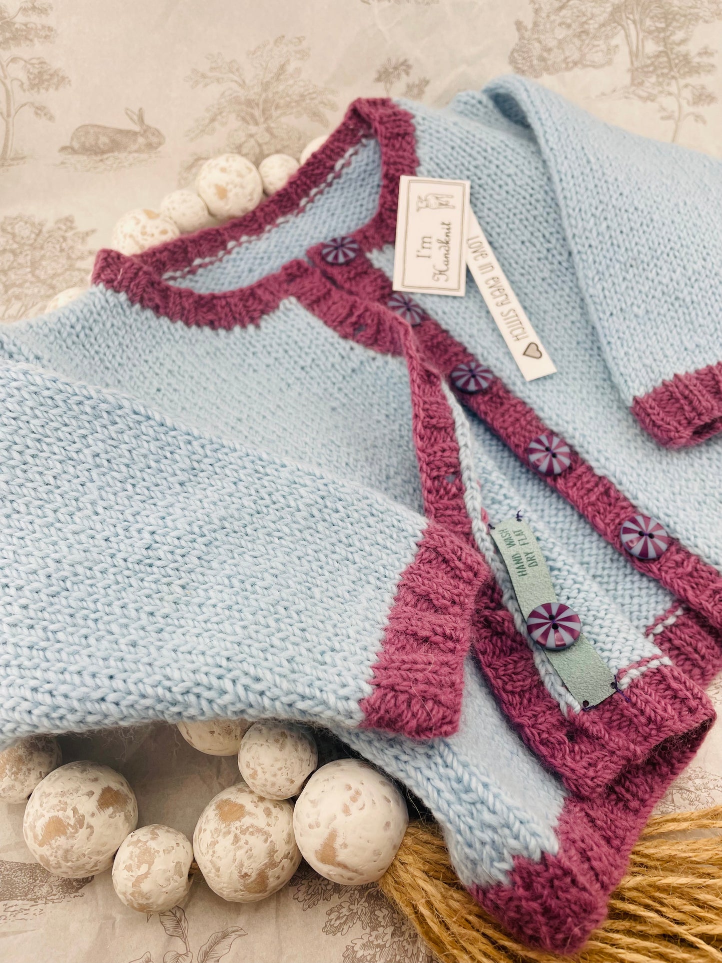 Hand Knit Baby Cardigan With Hand Spun Yarn